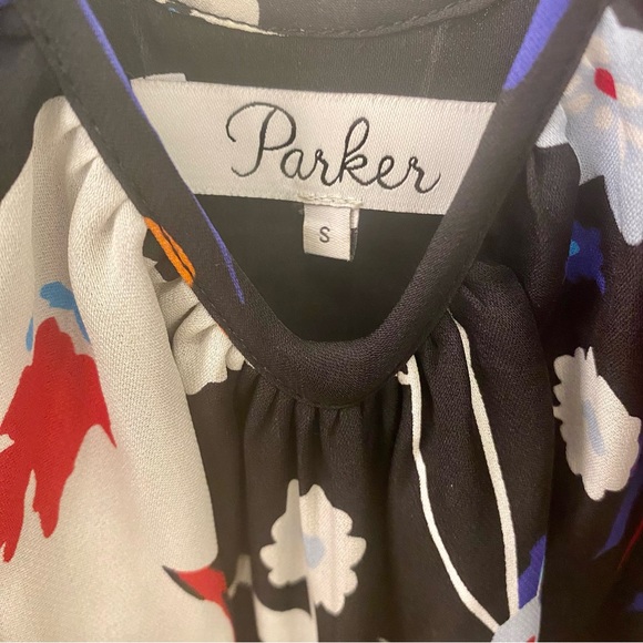 Parker Silk Mini Dress - Cold Shoulder - Black Floral - Picture 9 of 13